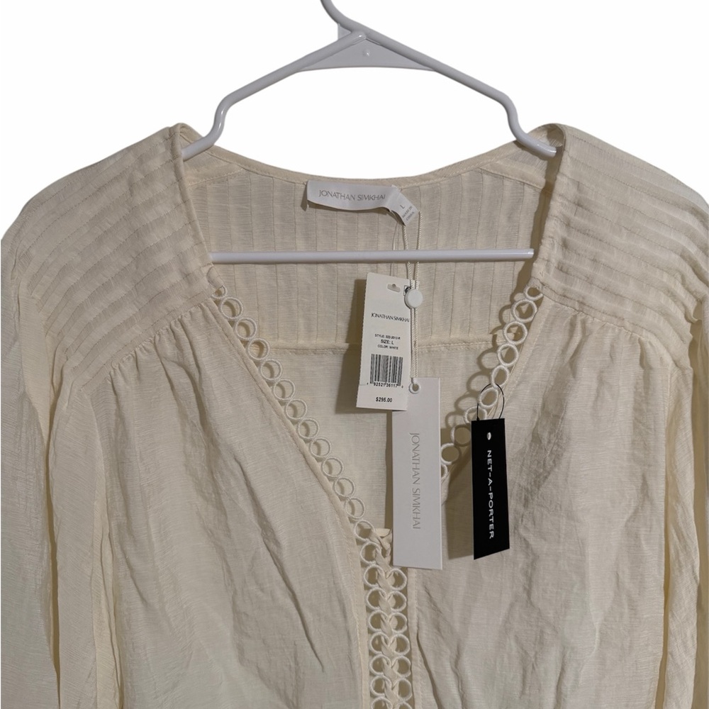 Johnathan Simkhai Rhodes summer lace up cream blouse NWT - Picture 6 of 9